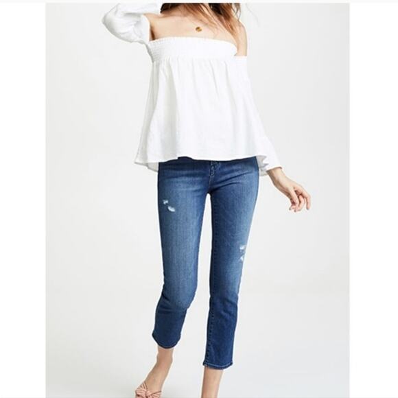 J Brand Ruby High Rise Cropped Jeans 29 Mystic Blue Distressed Gorpcore Casual - Picture 10 of 12